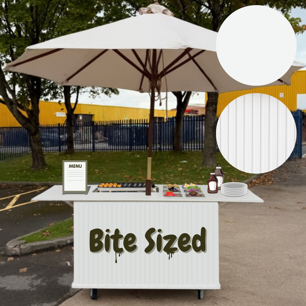 Mobile Collapsible White Dutch Pancake Cart with Optional Fronts
