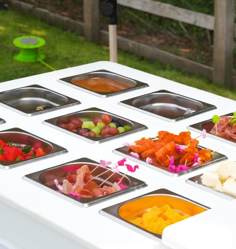 Mobile Collapsible White Charcuterie Cart with Optional Fronts