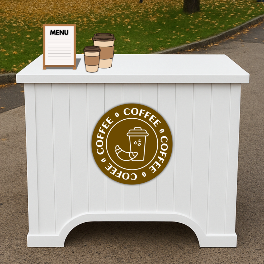 Mobile Basic Foldable White Table with Grooved Front